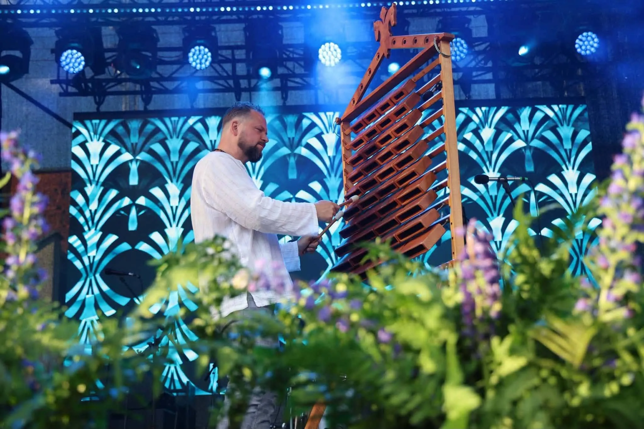 Karolis Šileika groja skrabalais scenoje